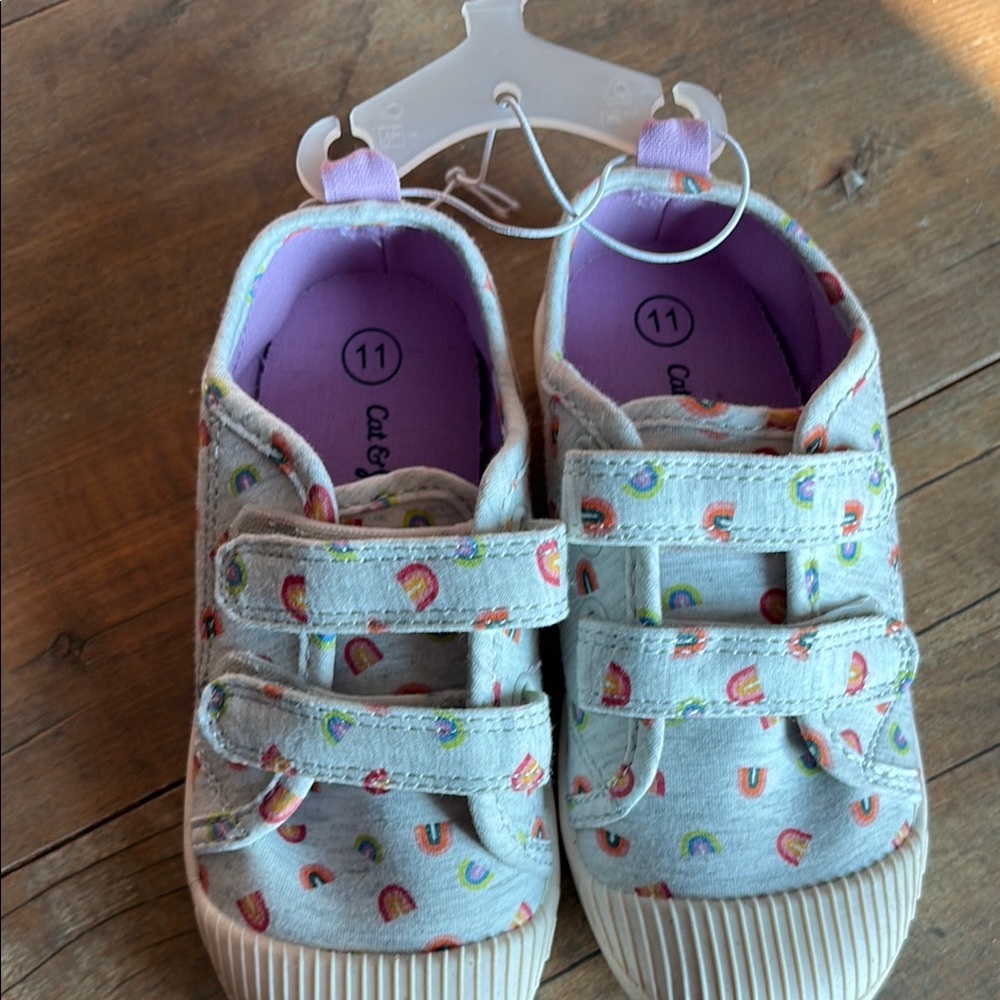 Cat & Jack Gray Rainbow Sneakers with Velcro Straps